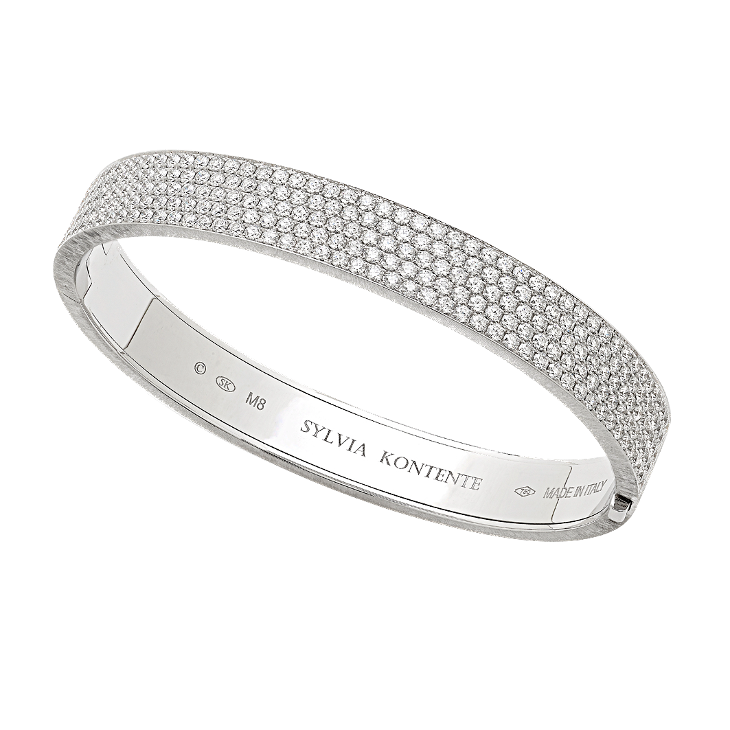 5-Row Diamond Oval Bracelet with Hand Engraved Finish