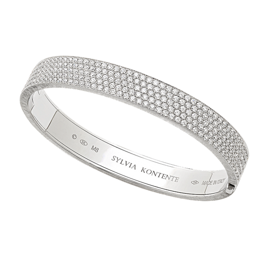 5-Row Diamond Oval Bracelet with Hand Engraved Finish