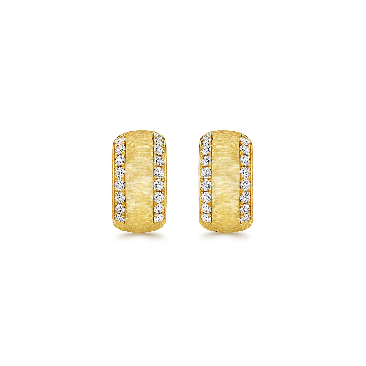 7mm 2-Row Diamond Huggie Hoops with Hand Engraved Finish