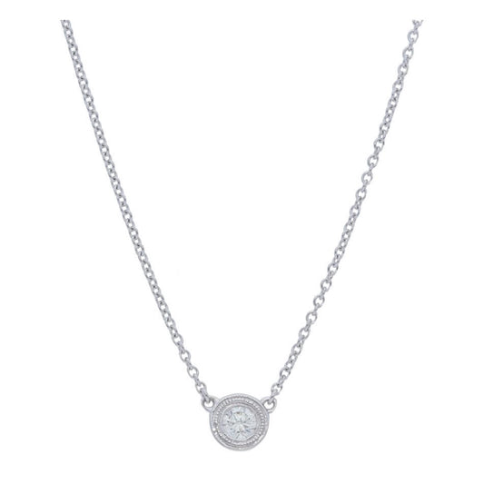Bezel Set Diamond Necklace with Milgrain Edge