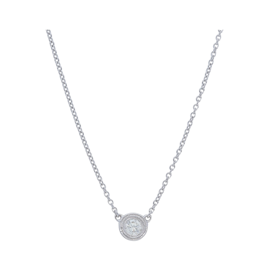 Bezel Set Diamond Necklace with Milgrain Edge