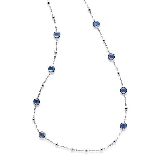 Silver Lollipop Ball and Stone Station Necklace