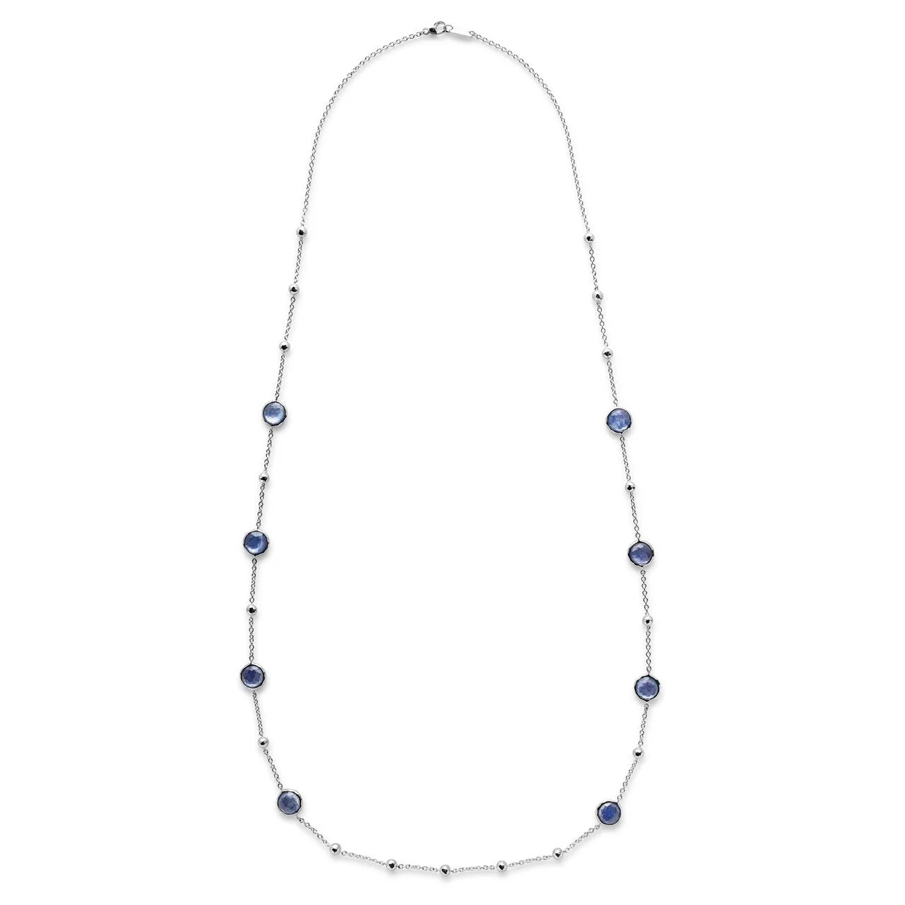 Silver Lollipop Ball and Stone Station Necklace