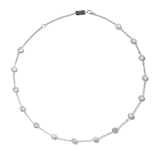 'Lollipop' Stone Station Necklane in Sterling Silver with Mother-of-Pearl