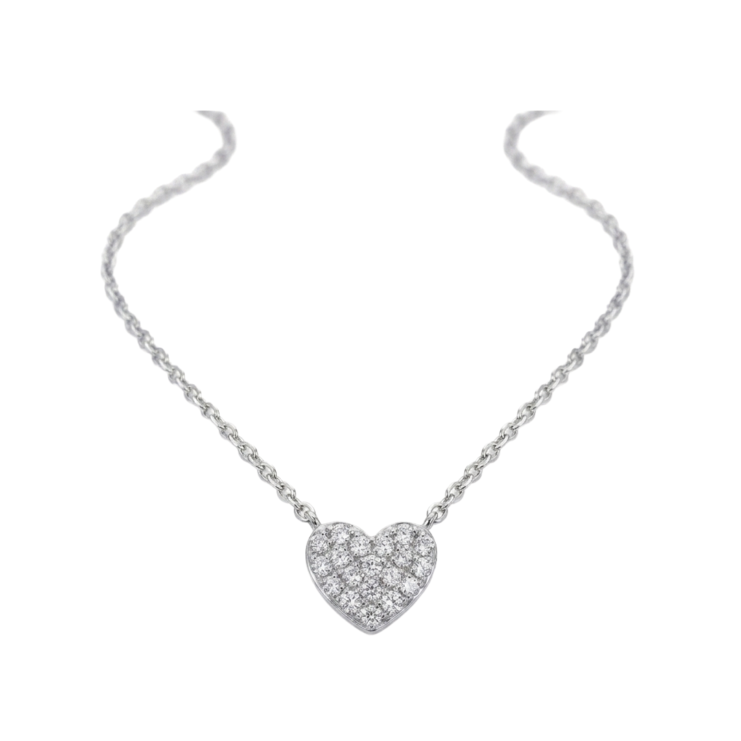 8mm Diamond Heart Necklace in White Gold