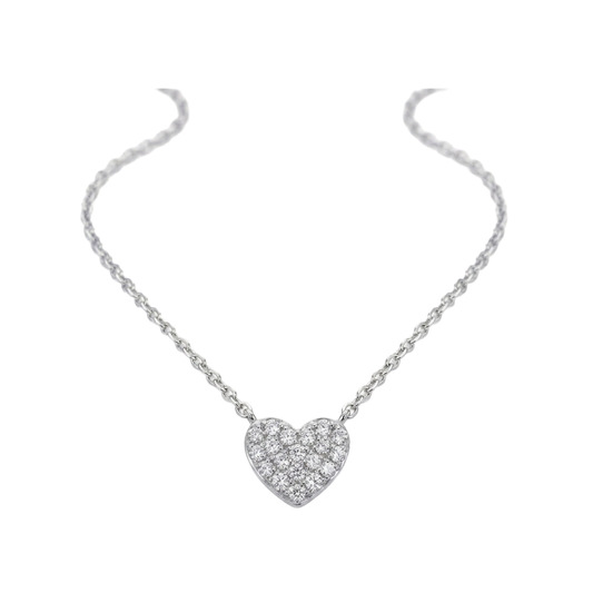 Diamond Heart Necklace in White Gold