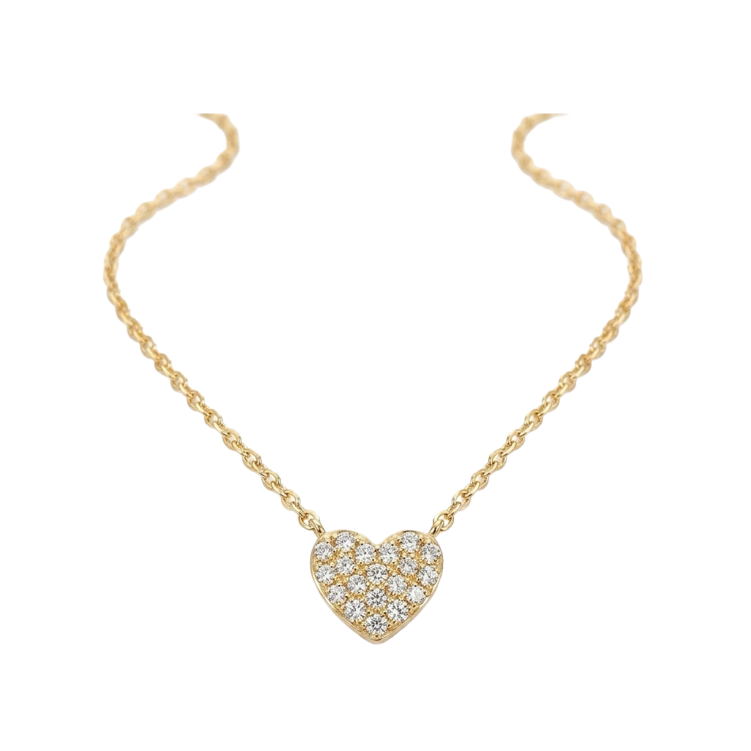 8mm Diamond Heart Necklace in Yellow Gold