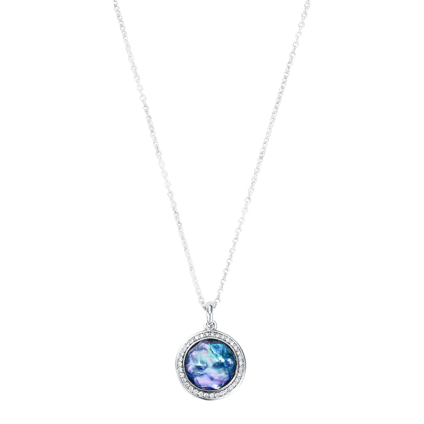 Lollipop Mini Pendant Necklace in Sterling Silver with Diamonds