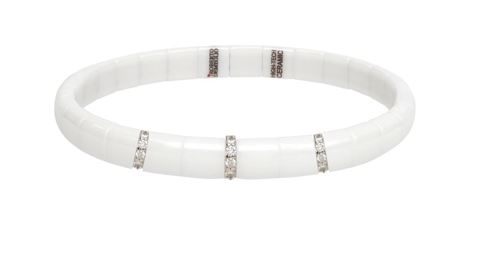 White Ceramic Bracelet with Diamonds