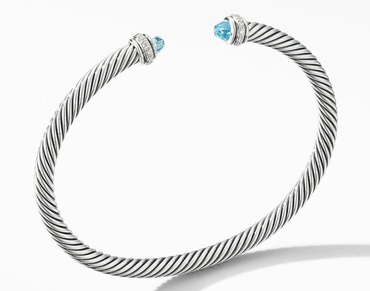 Cable Classic Bracelet with Blue Topaz and Diamonds