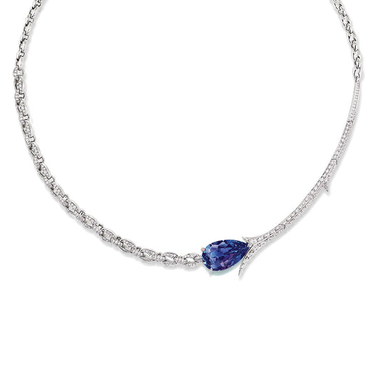 'Thorn Embrace' Pave Diamond Tear Drop Necklace