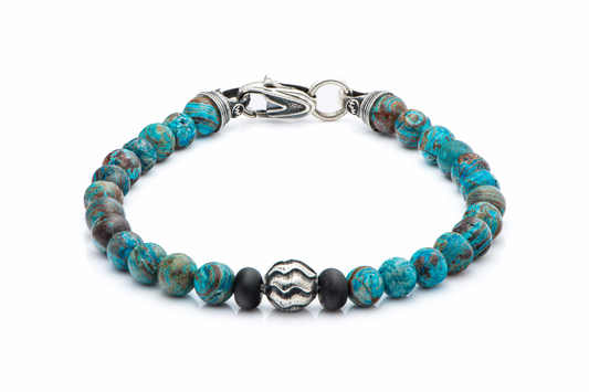 Brookings Bracelet in Blue Lace Agate & Black Onyx