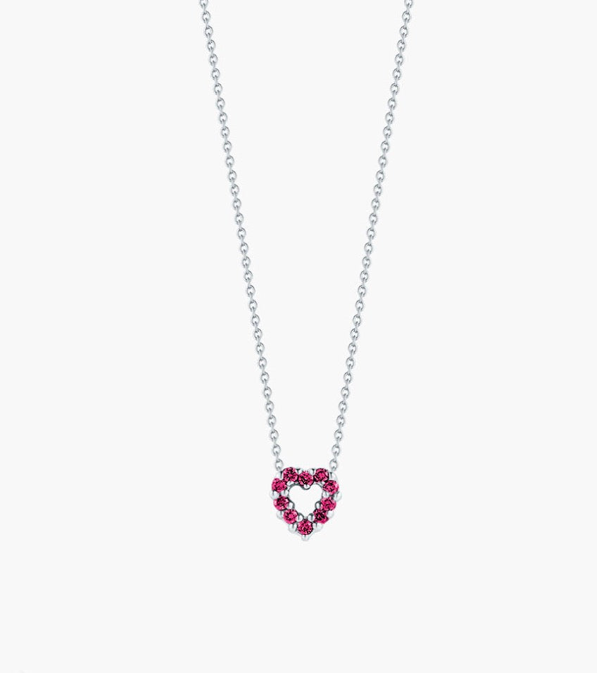 Reversible Heart Pendant with Pink Sapphires & Diamonds