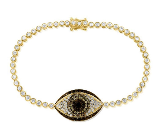 Evil Eye Bracelet with Bezel Set Black and White Diamonds