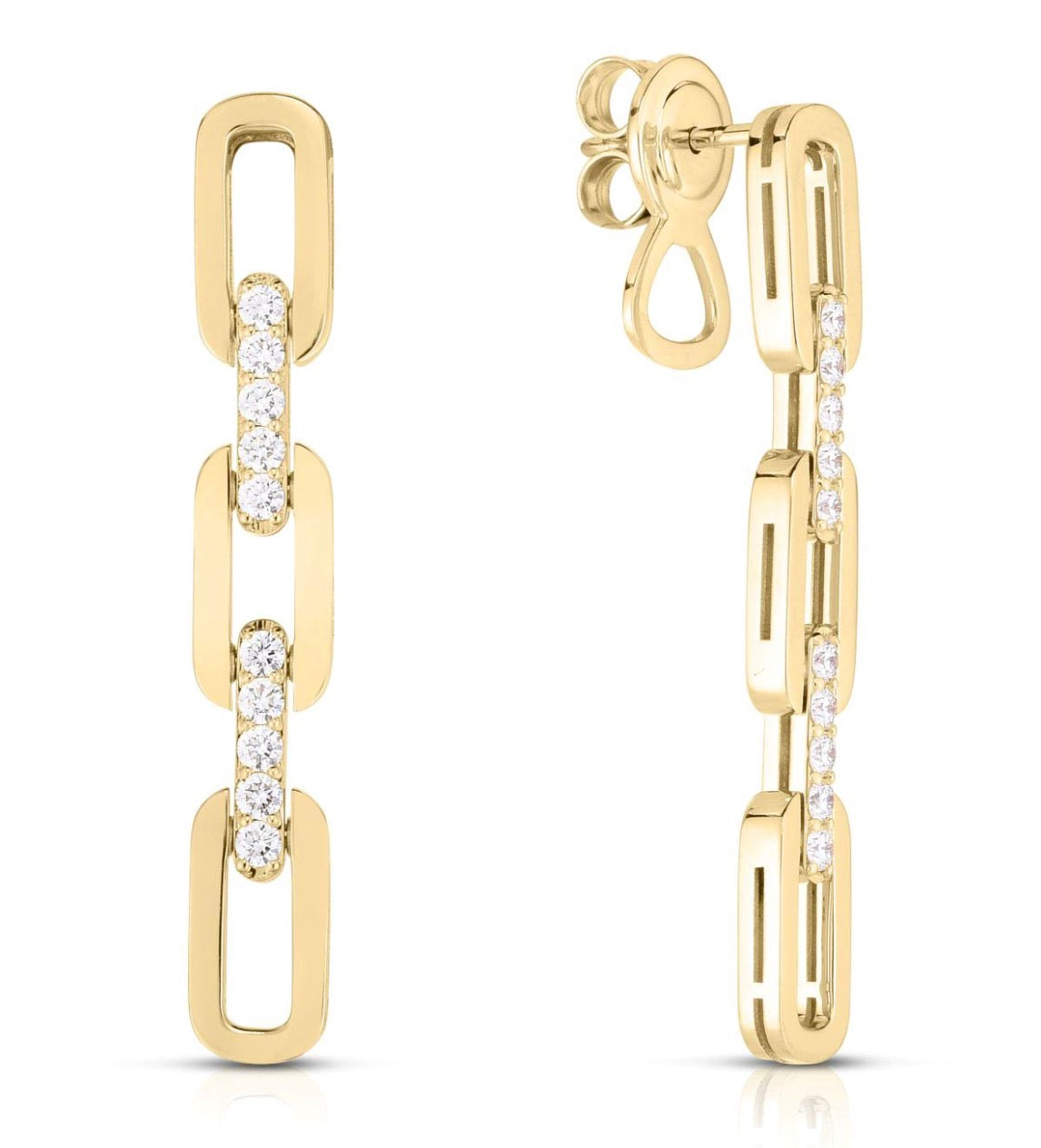 Diamond 3 Link Drop Earrings
