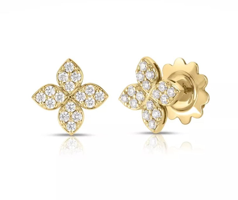 Diamond Flower Stud Earrings