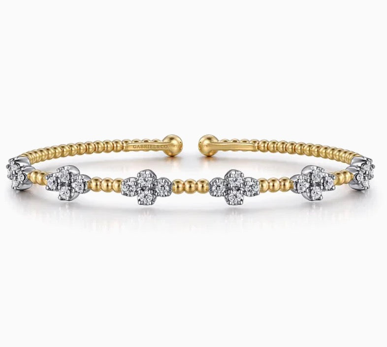 Cluster Diamond Cuff Bangle Bracelet