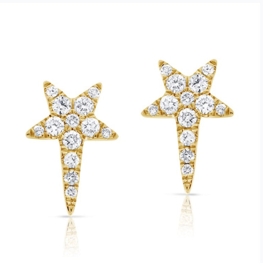 Diamond Star Earrings with Long Point