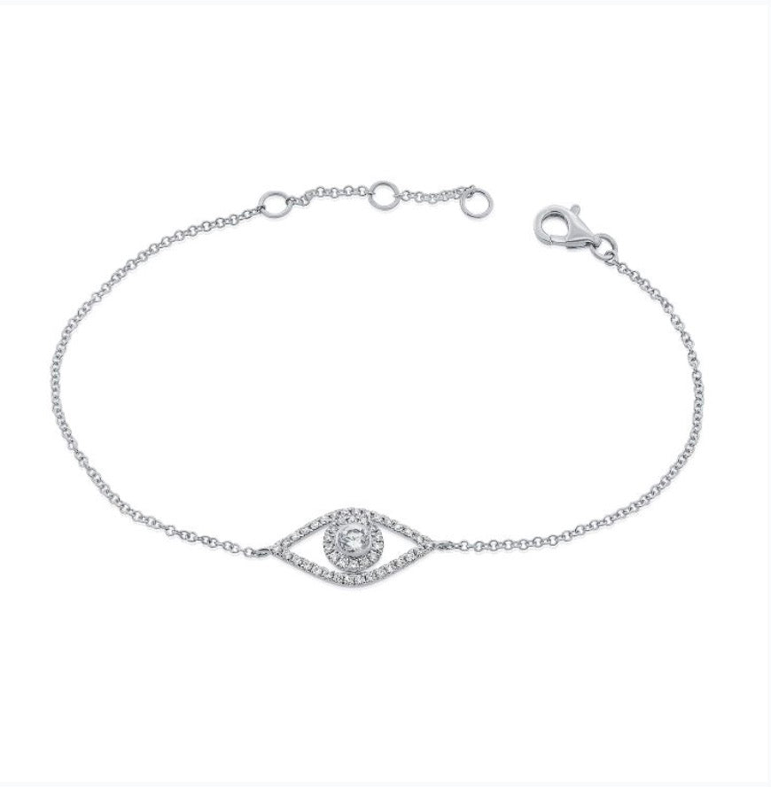 Evil Eye Diamond Bracelet in White Gold