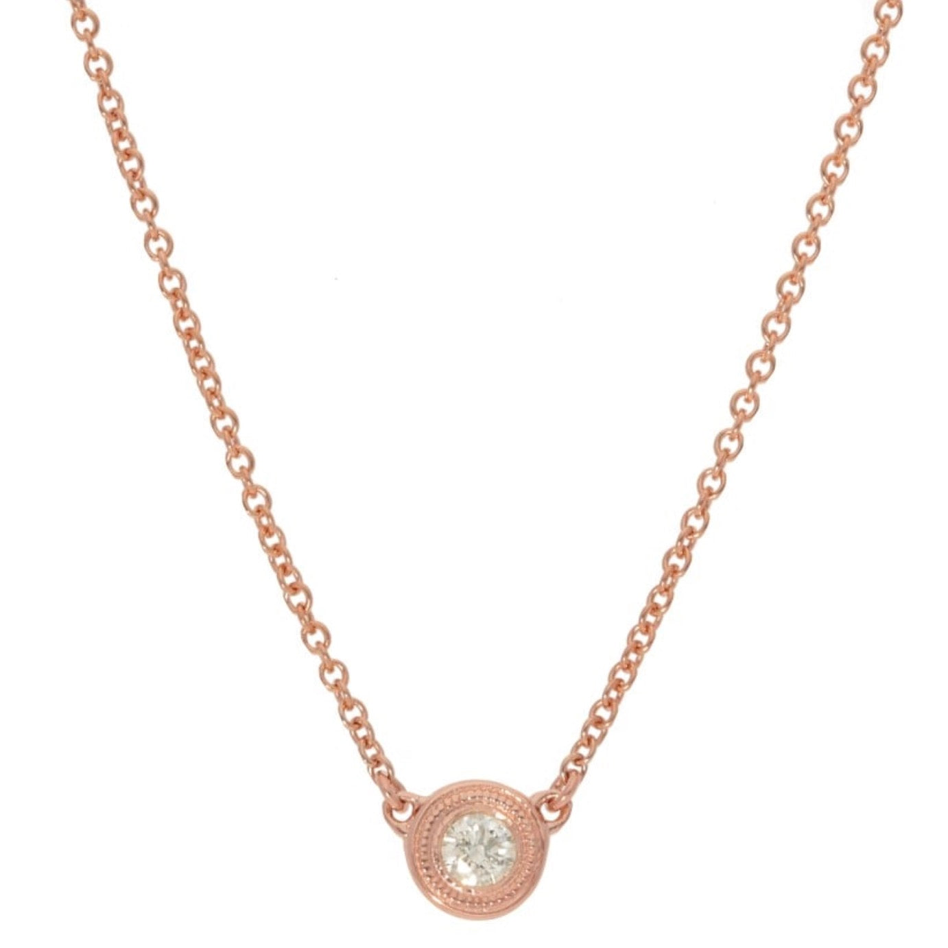 Single Diamond Necklace in Rose Gold