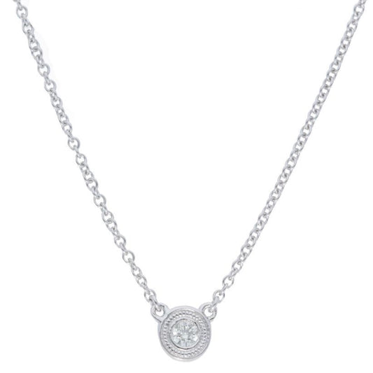 Bezel Set Diamond Necklace in White Gold