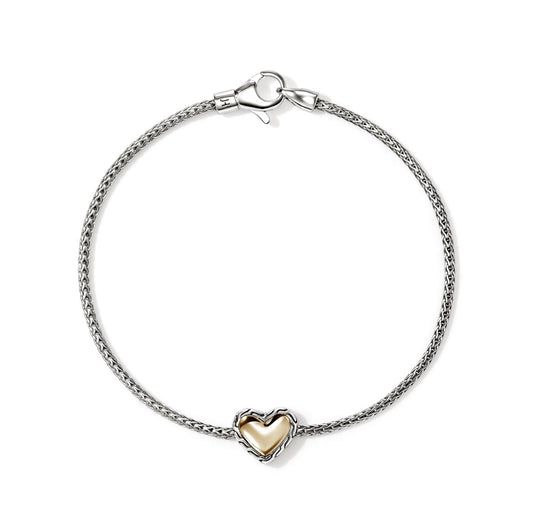 JOHN HARDY SS/14KY ESSENTIALS HEART 1.8MM CHAIN BRACELET WIT...