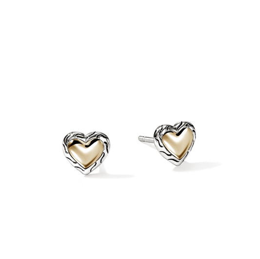 JOHN HARDY SS/14KY ESSENTIALS 7MM HEART STUD EARRINGS.