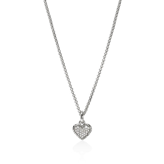 JOHN HARDY SS ESSENTIALS HEART DIAMOND PAVE PENDANT ON 1.5MM...