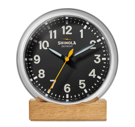 The Runwell Desk Clock with Natural Wood