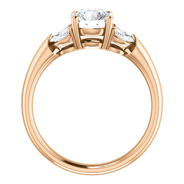 Mounting for Round Diamond with 4 Marquis Diamonds on sides