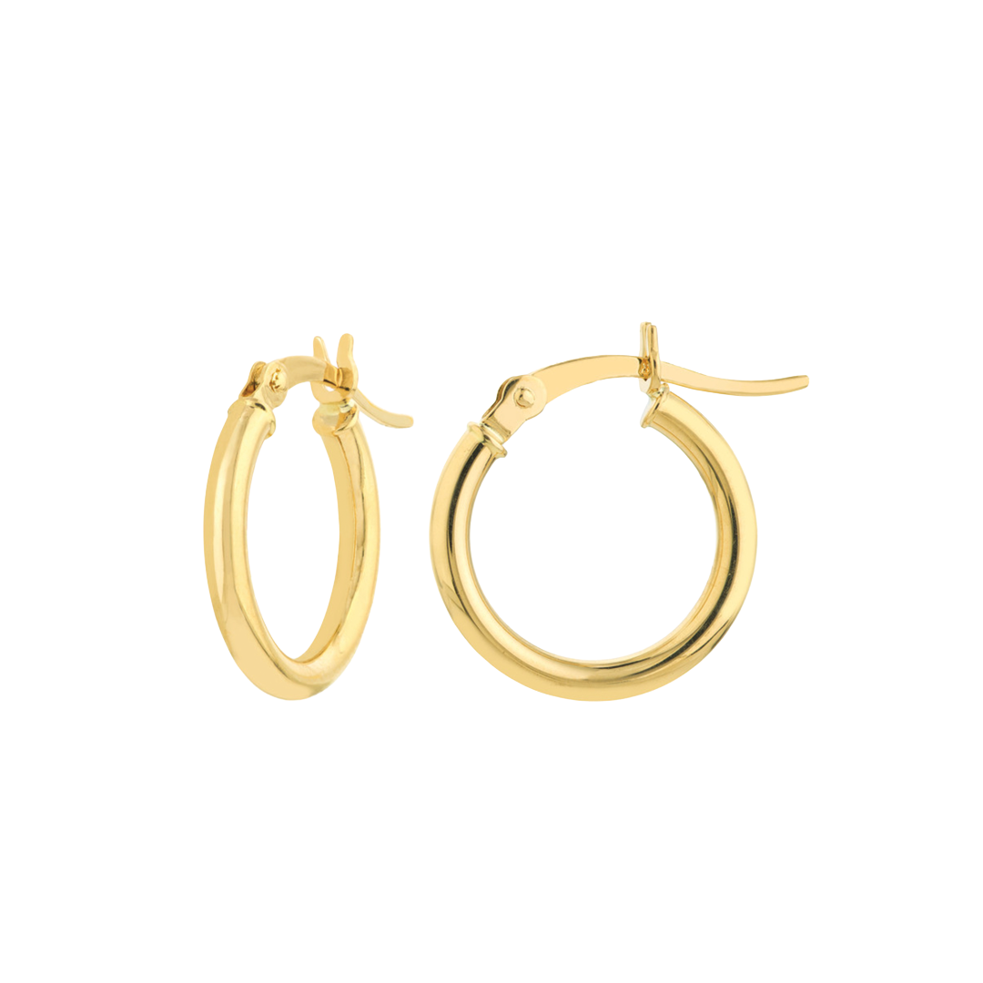 Polished Round Tube Hoop Earrings