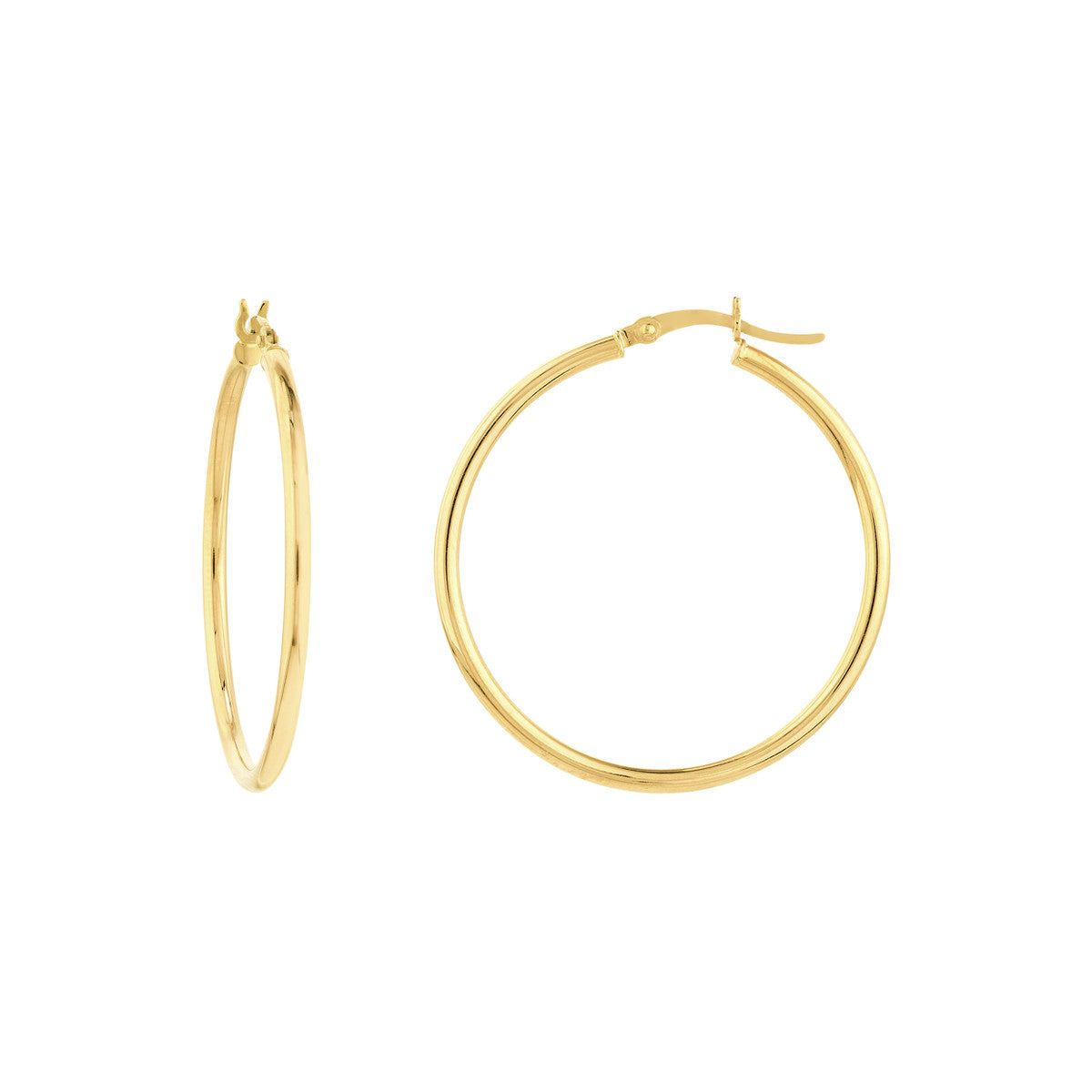 35mm Lightweight Hoop Earrings in Yellow Gold