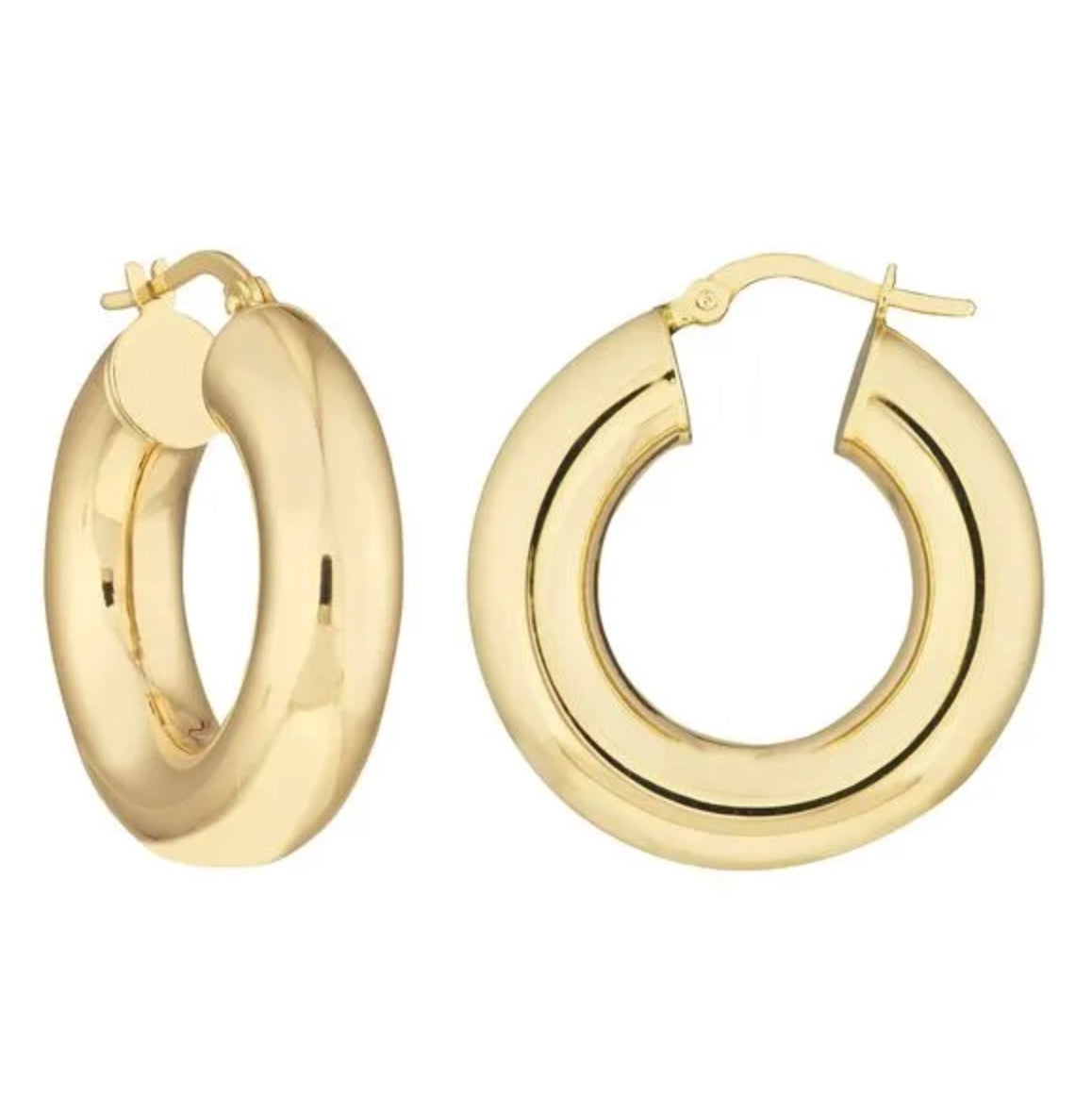 High Polished Round Tube Hoop Earrings