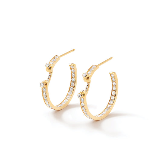 Eternity Tuxedo Mood Hoop Earrings with Diamonds