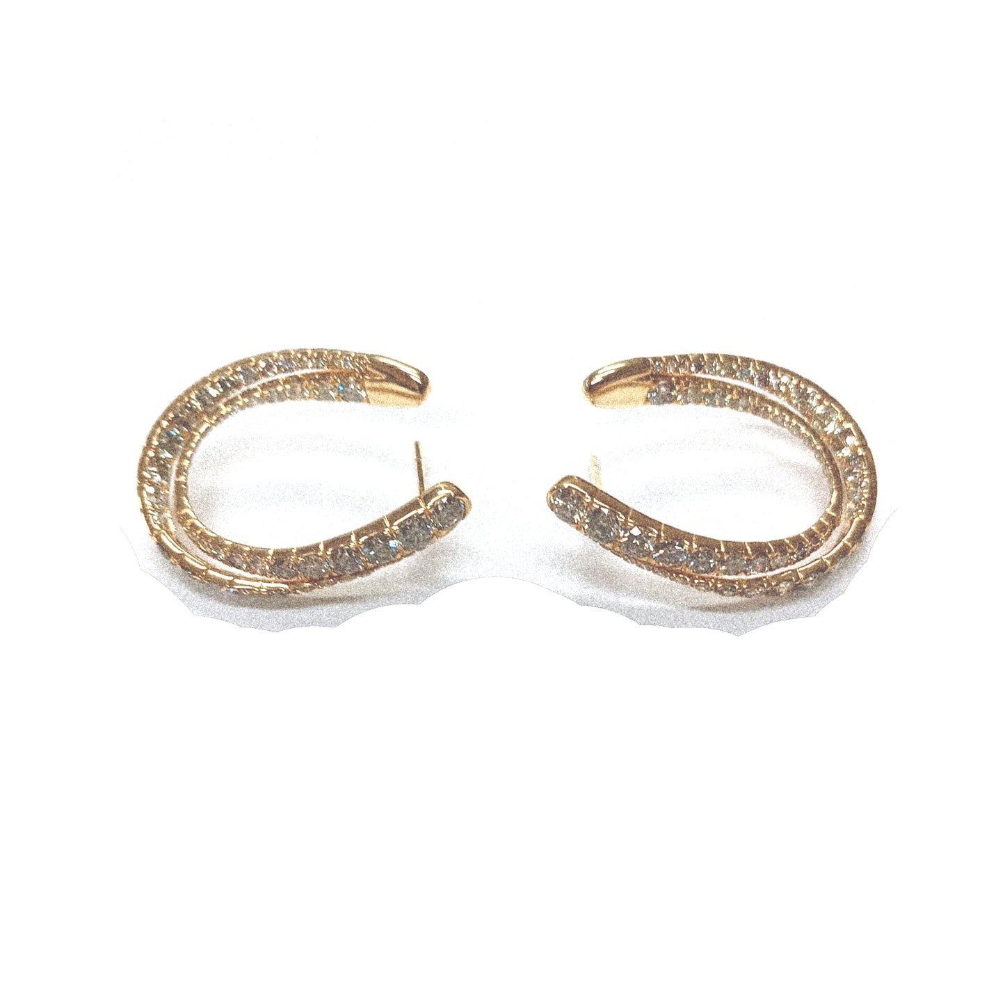 Oval In/Out Hoop Earrings with Mixed Diamonds