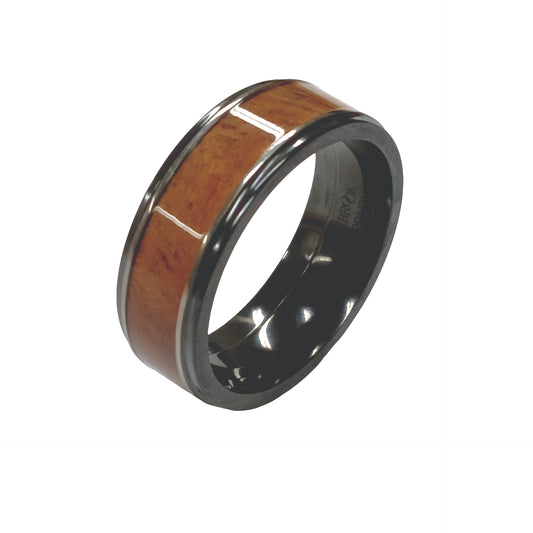 LASHBROOK ZIRCONIUM 8MM FLAT BAND WITH 5MM CENTERED DESERT I...
