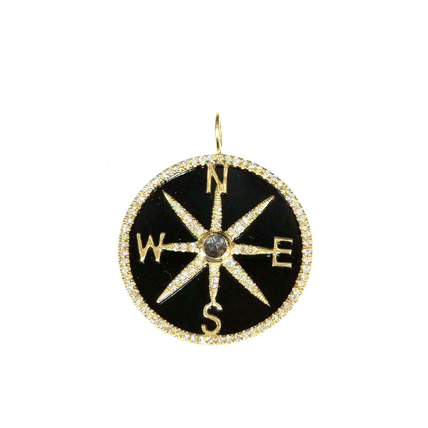Compass Charm with Diamonds