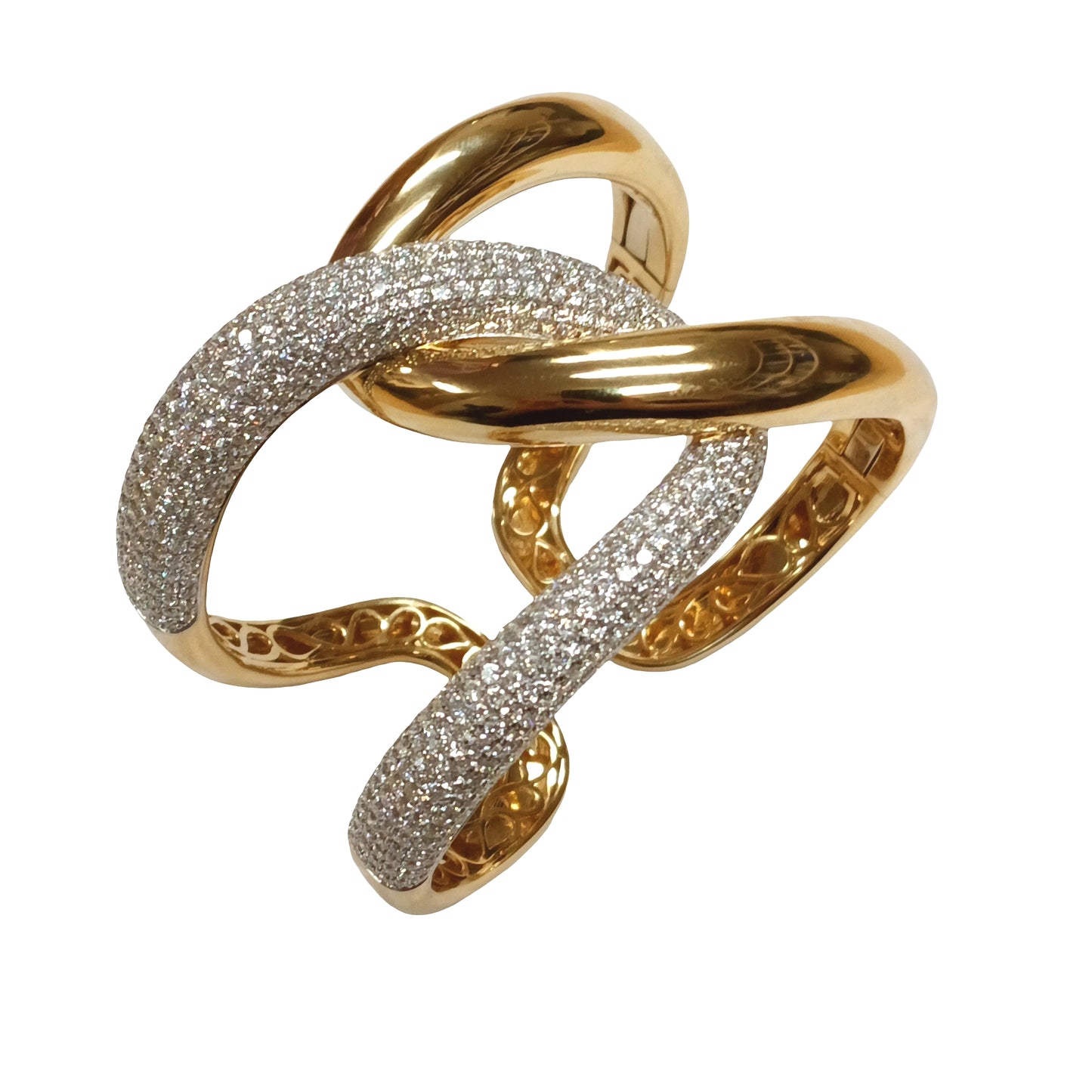 Interlocking Gold and Diamond Cuff