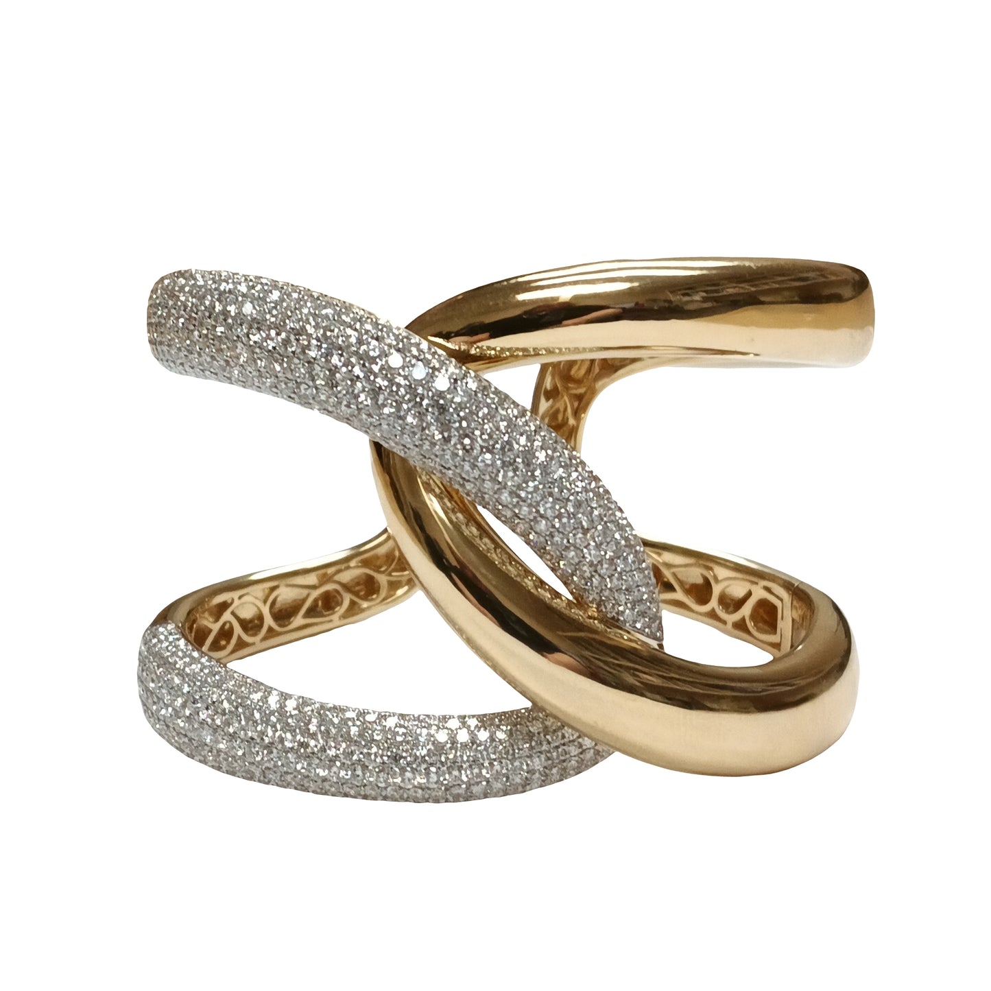 Interlocking Gold and Diamond Cuff