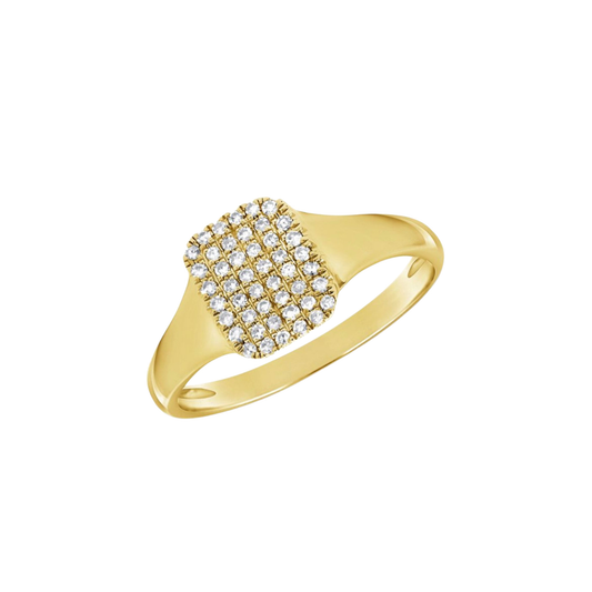 Rectangle Diamond Signet Pinky Ring