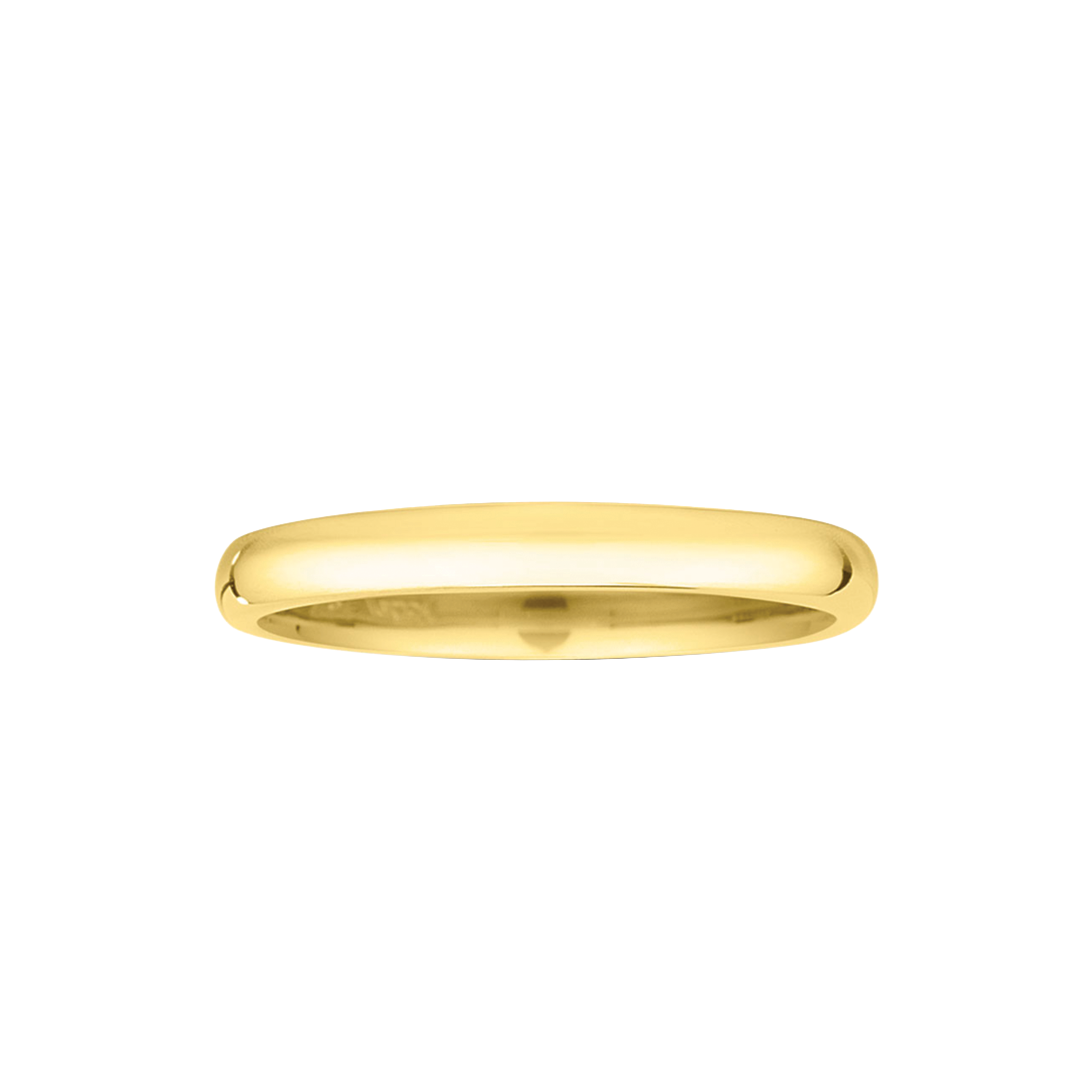 2mm High Dome and Polish Band in Yellow Gold