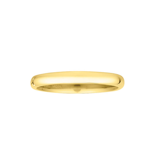 2mm High Dome and Polish Band in Yellow Gold