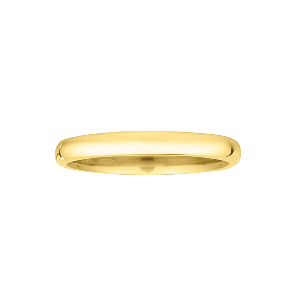 2mm High Dome and Polish Band in Yellow Gold