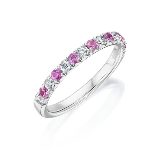 Alternating Diamond and Pink Sapphire Band