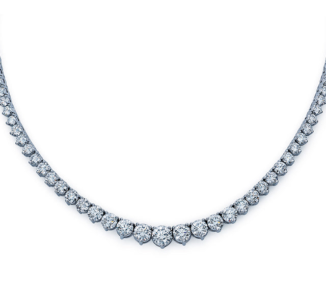 Graduated Rivieria Tennis Necklace in 14K White Gold