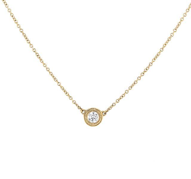 Bezel Set Diamond Necklace in Yellow Gold