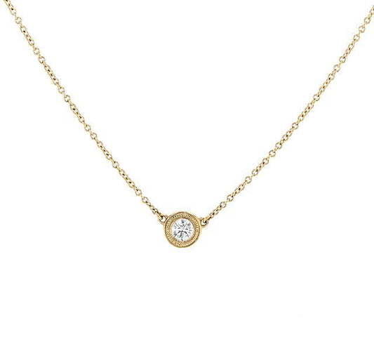 Bezel Set Diamond Necklace in Yellow Gold