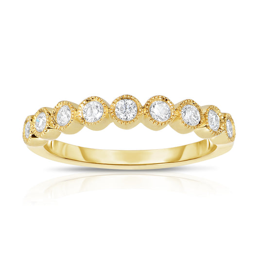 1/2 Way Bezel Set Diamond Band with Milgrain