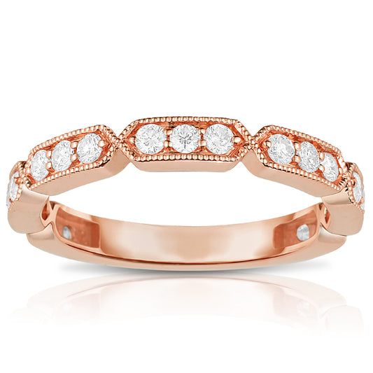 Milgrain Marquise Diamond Band in Rose Gold