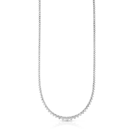 Graduated Rivieria Tennis Necklace in 14K White Gold